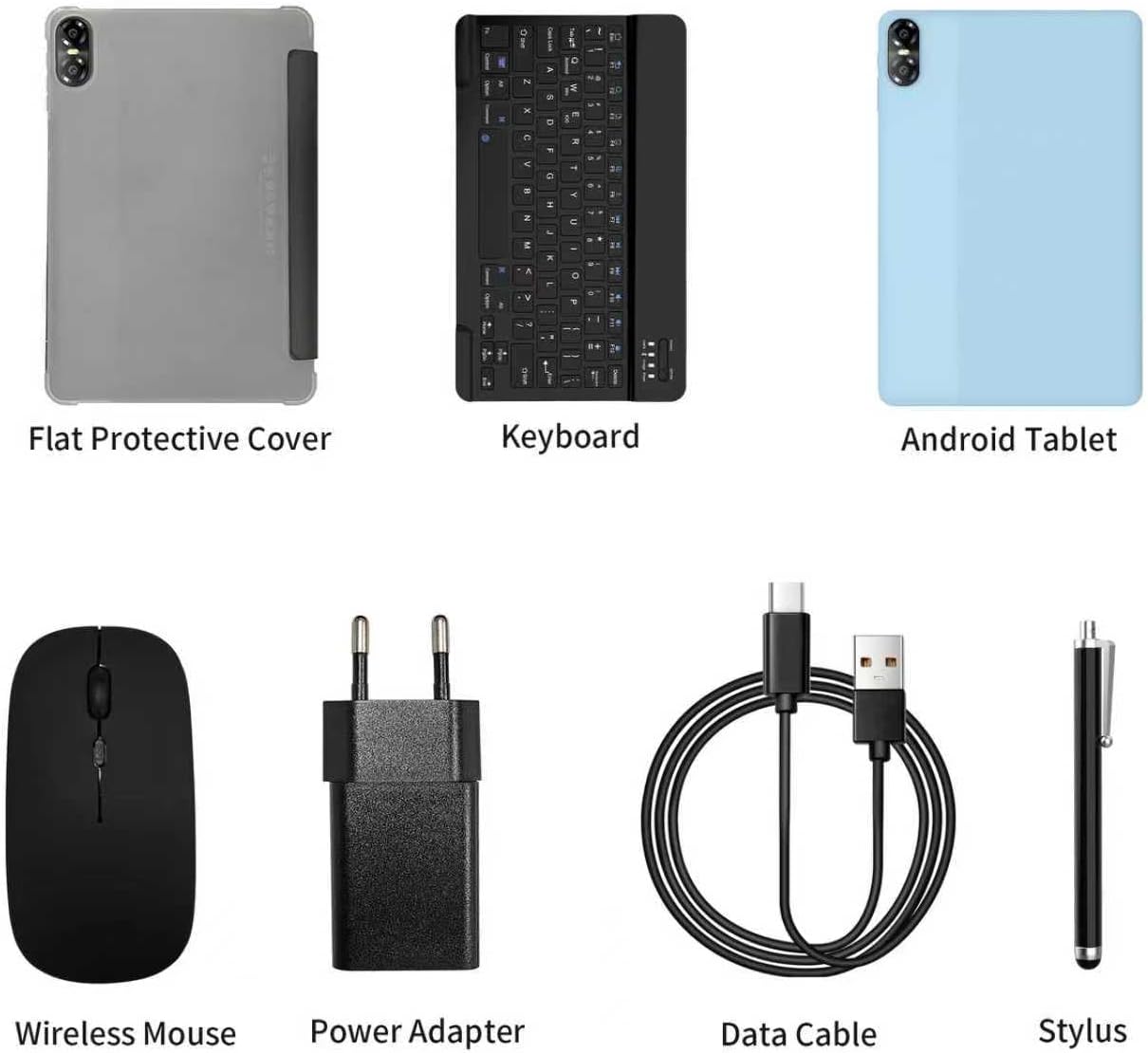 PRITOM 10 Inch Tablet, 6-in-1 Tablets, 16 GB, 64 GB ROM, Android 15, 1024GB Expand,Qcta Core, WiFi 6, 6000 Mah, Tablet PC with Keyboard, Mouse, Case, Grey