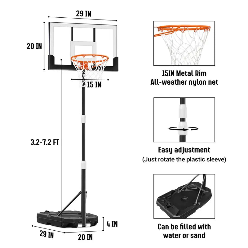 Lumen Adjustable & Portable Basketball Hoop