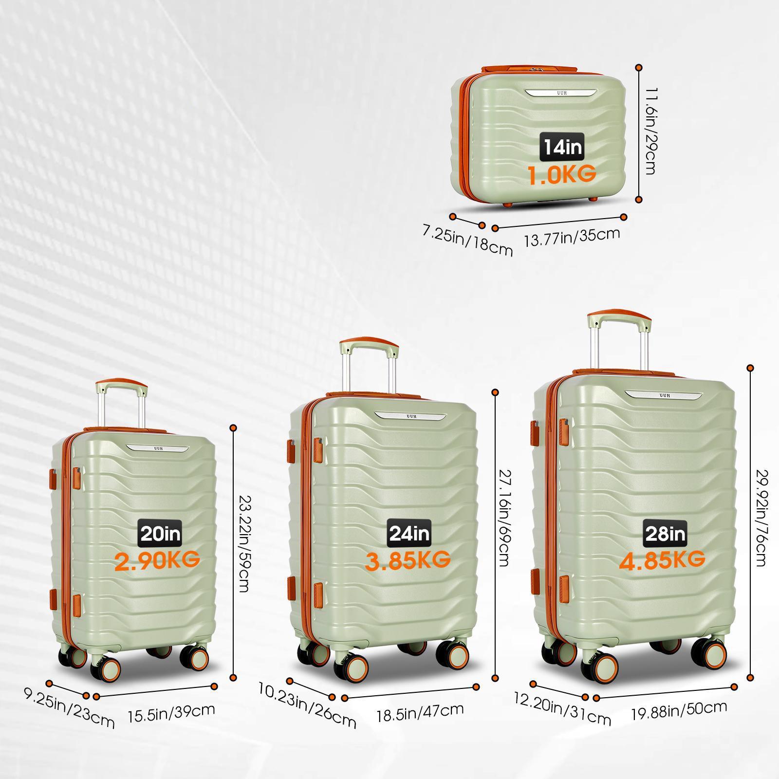 UUH Luggage set - 4pcs/6pcs/7pcs/8pcs/9pcs, Family Set with TSA Locks Durable Travel Free Suitcase