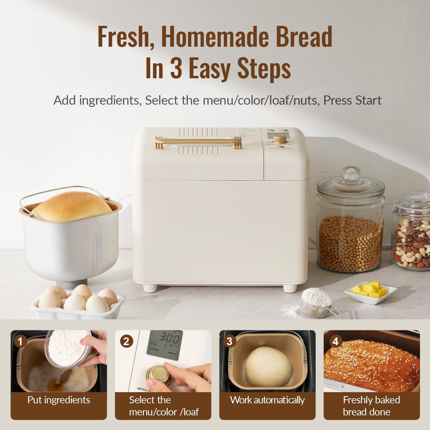 15-in-1 Smart Breadmaker with Automatic Nut Dispenser
