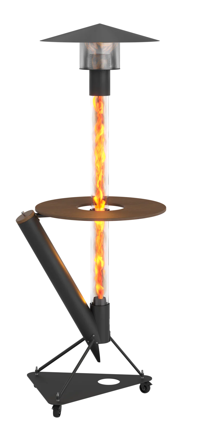 Pellet-Fueled Outdoor Heating Tower | 15.1 kW Flame Column Heater