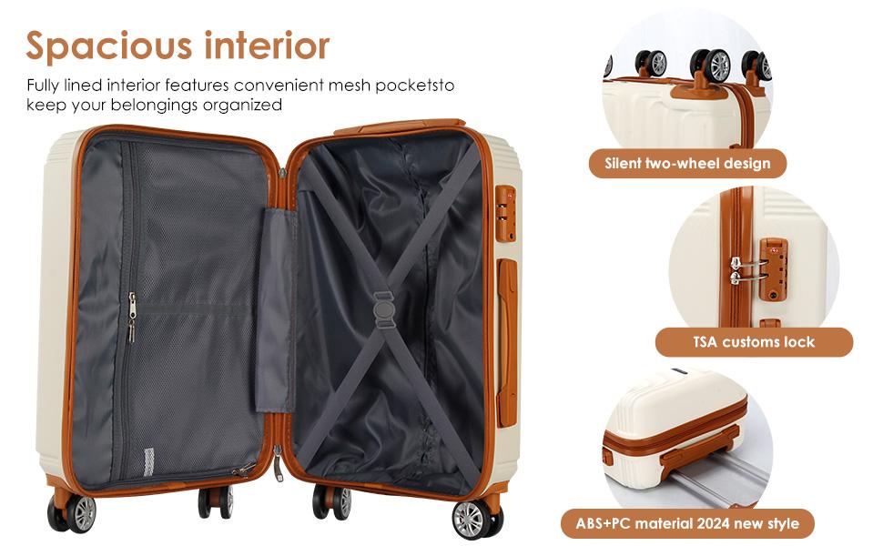 UUH Luggage set - 4pcs/6pcs/7pcs/8pcs/9pcs, Family Set with TSA Locks Durable Travel Free Suitcase