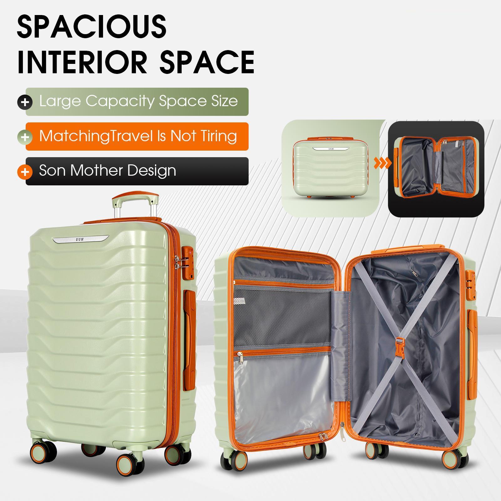 UUH Luggage set - 4pcs/6pcs/7pcs/8pcs/9pcs, Family Set with TSA Locks Durable Travel Free Suitcase