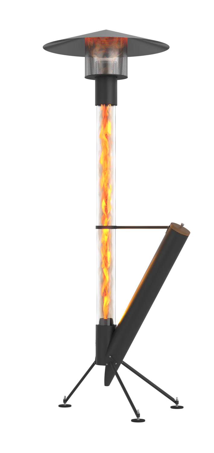 Pellet-Fueled Outdoor Heating Tower | 15.1 kW Flame Column Heater