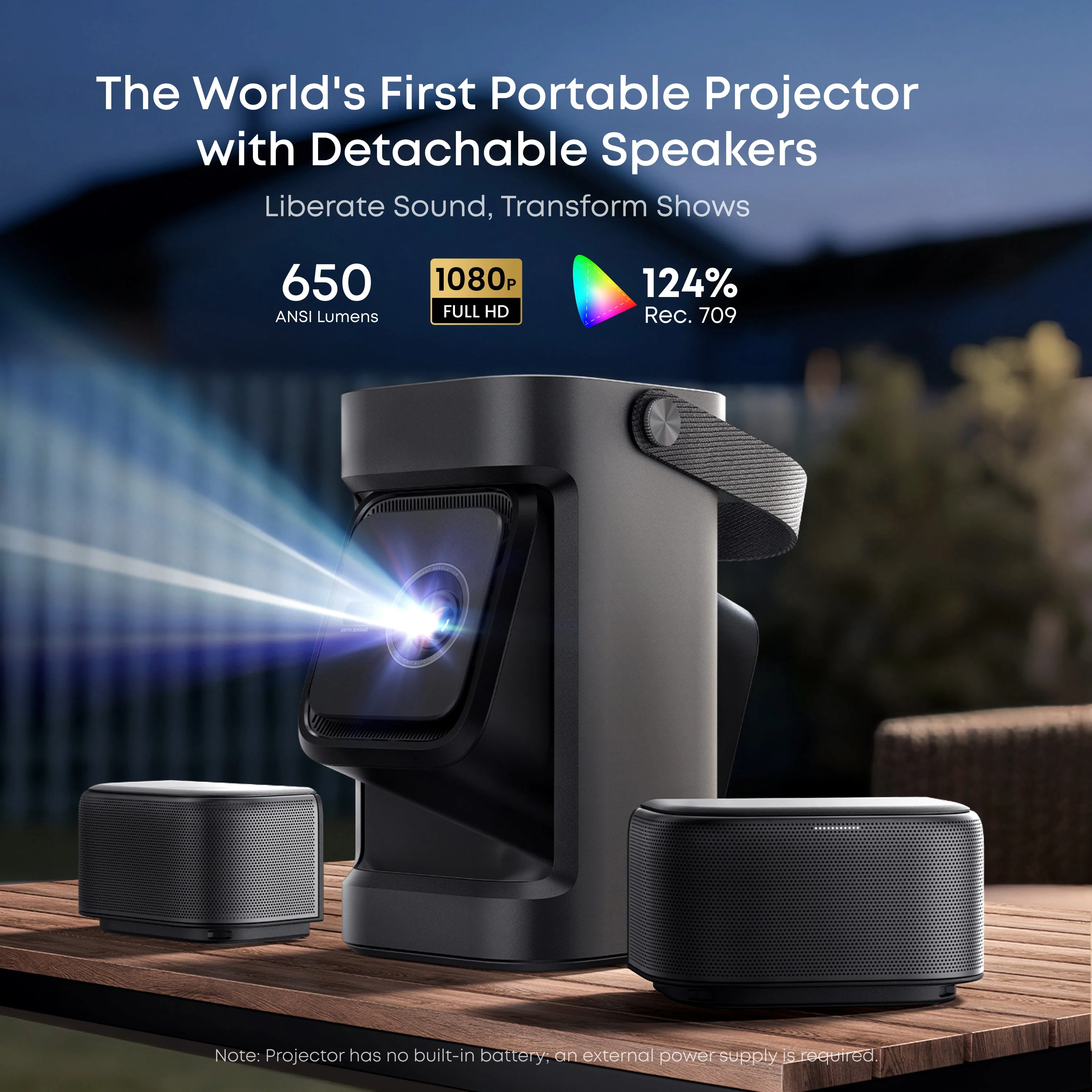 World's First Portable Projector with Detachable Speakers