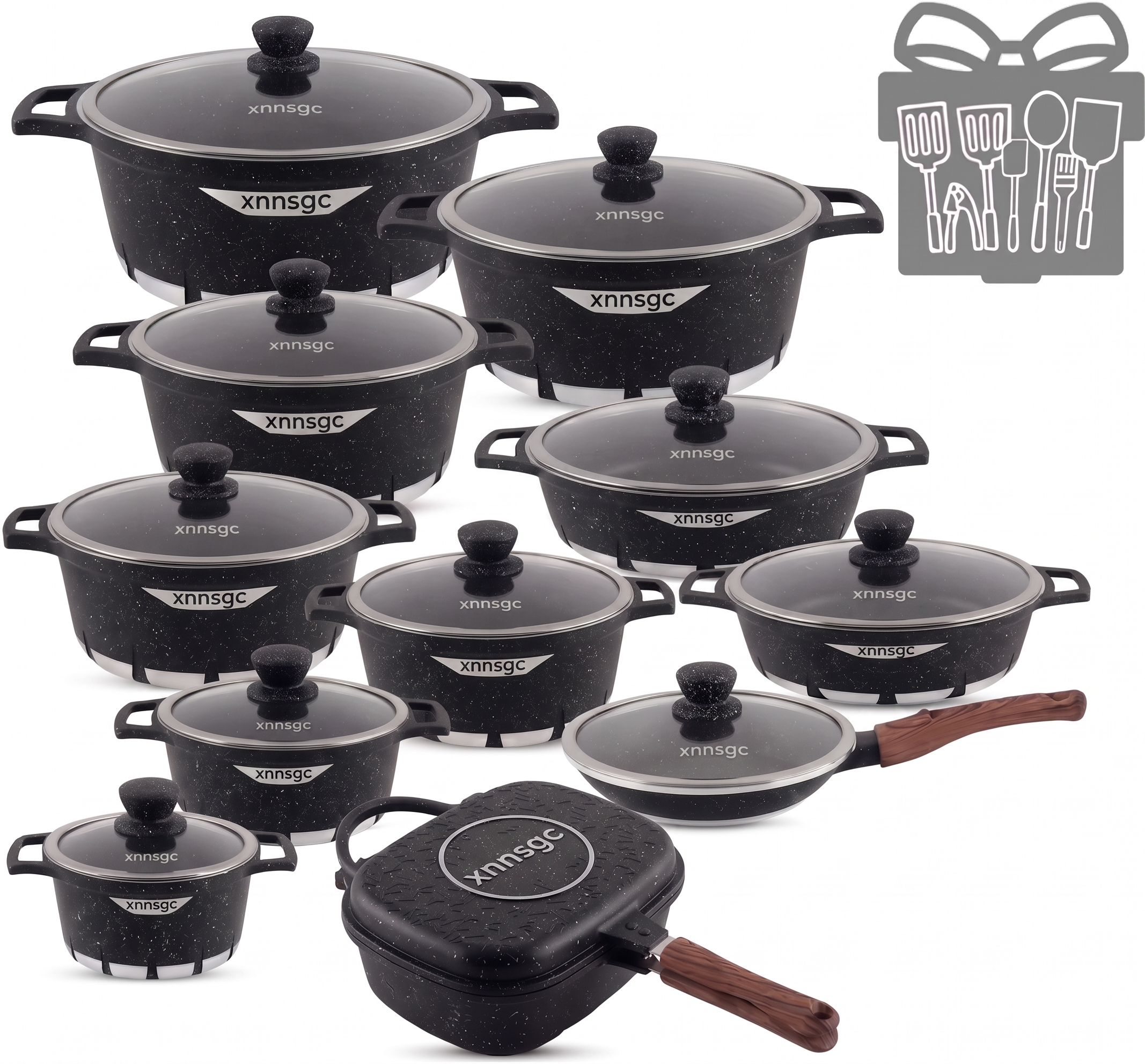 🎉Anniversary Sale - Cookware Set Pieces Non Stick Multi Layer Granite Coating