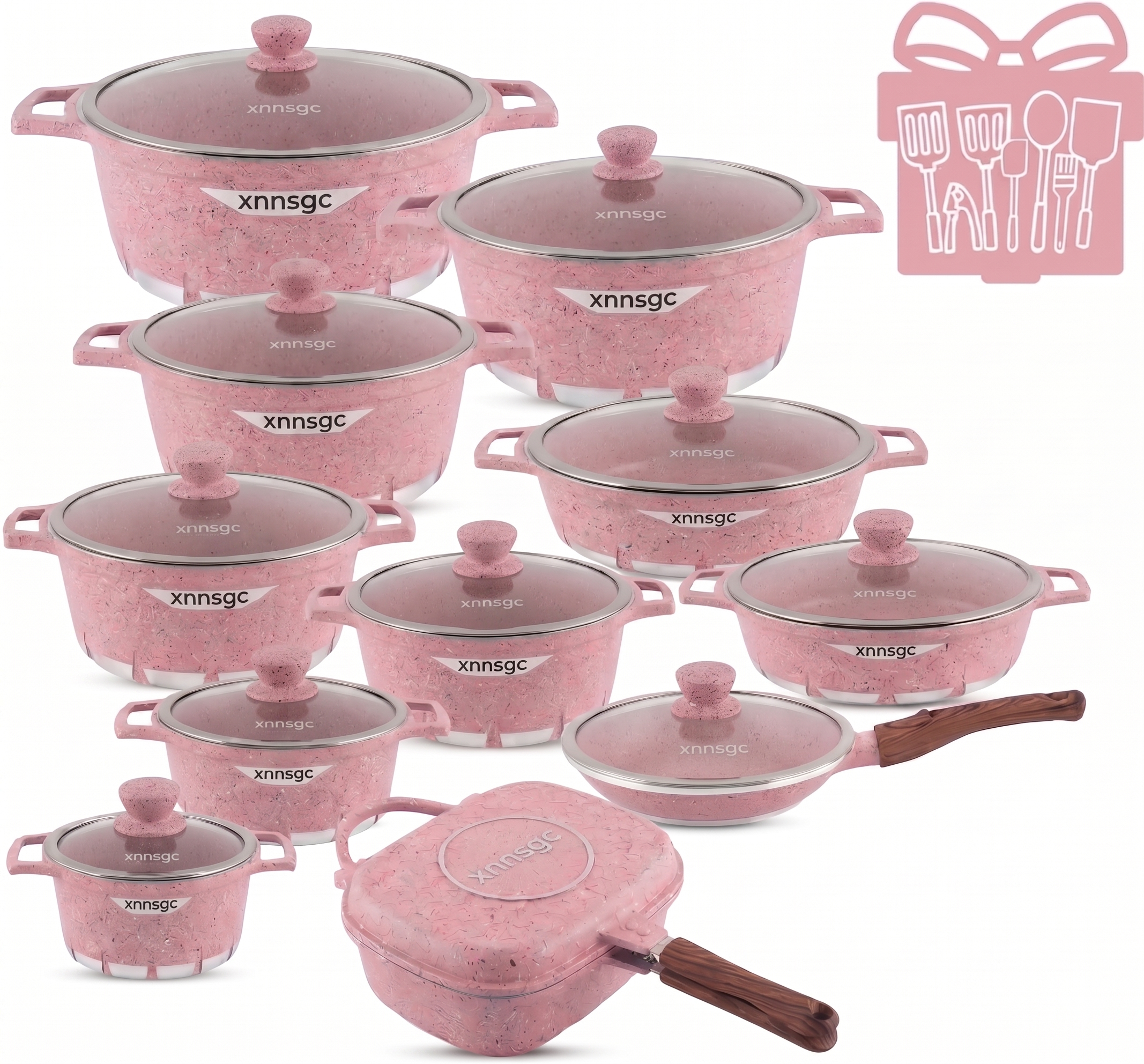 🎉Anniversary Sale - Cookware Set Pieces Non Stick Multi Layer Granite Coating