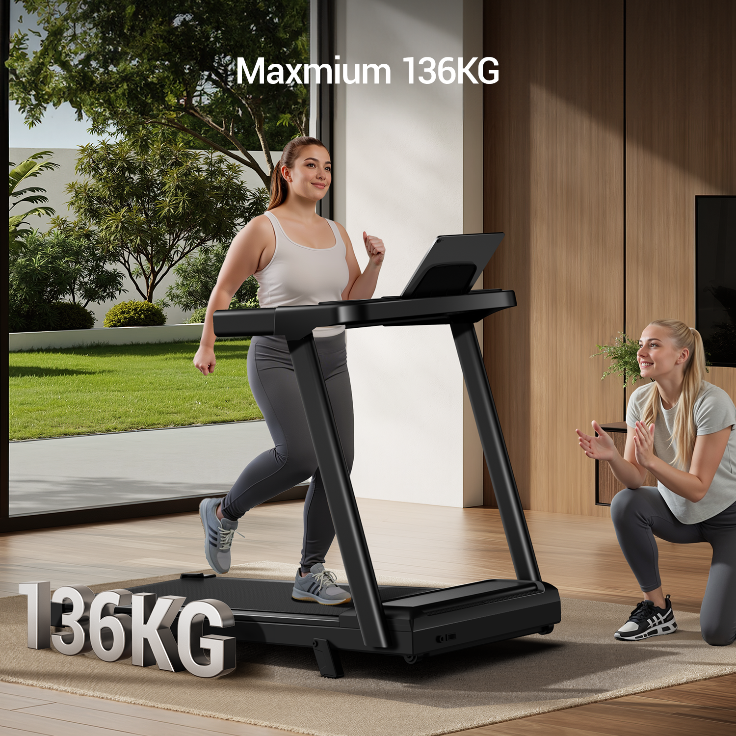 Foldable Treadmill with 10%/15% Incline for Home and Office