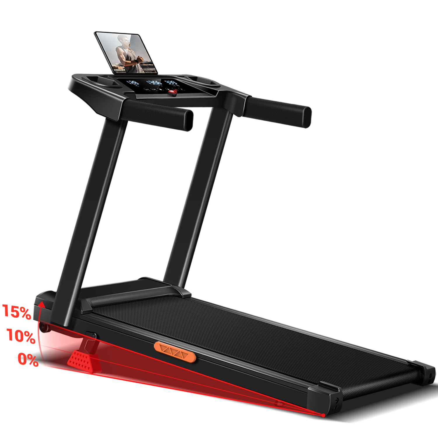 Foldable Treadmill with 10%/15% Incline for Home and Office