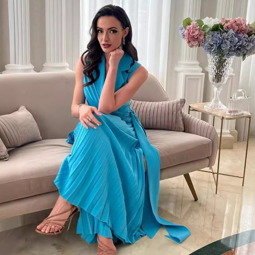 Lapel Top & Wide Leg Pleated Pants Jumpsuit (Buy 2 Free Shipping)