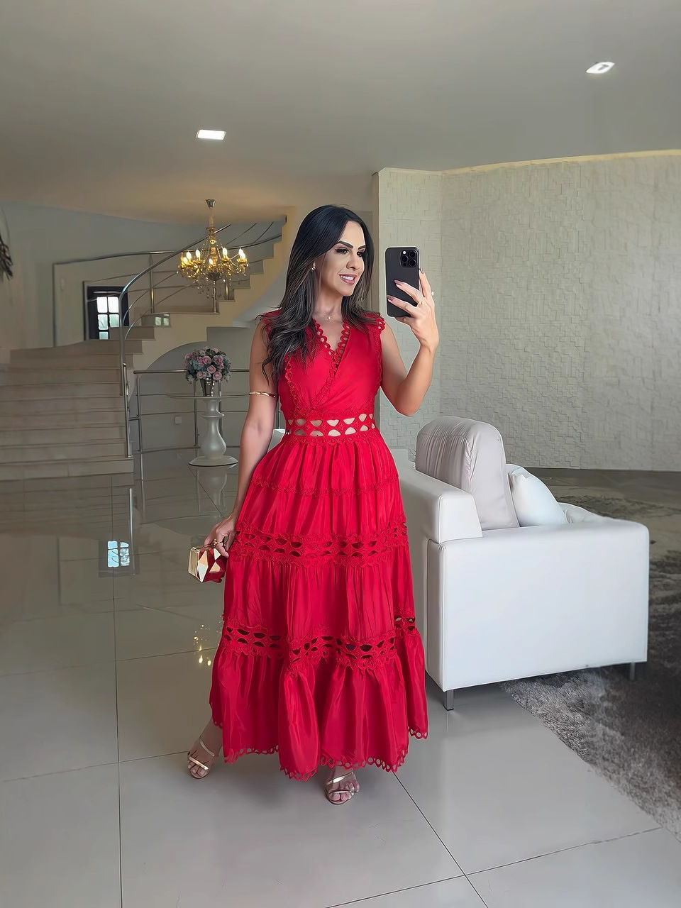 V-neck Hollow Dress (Buy 2 Free Shipping)