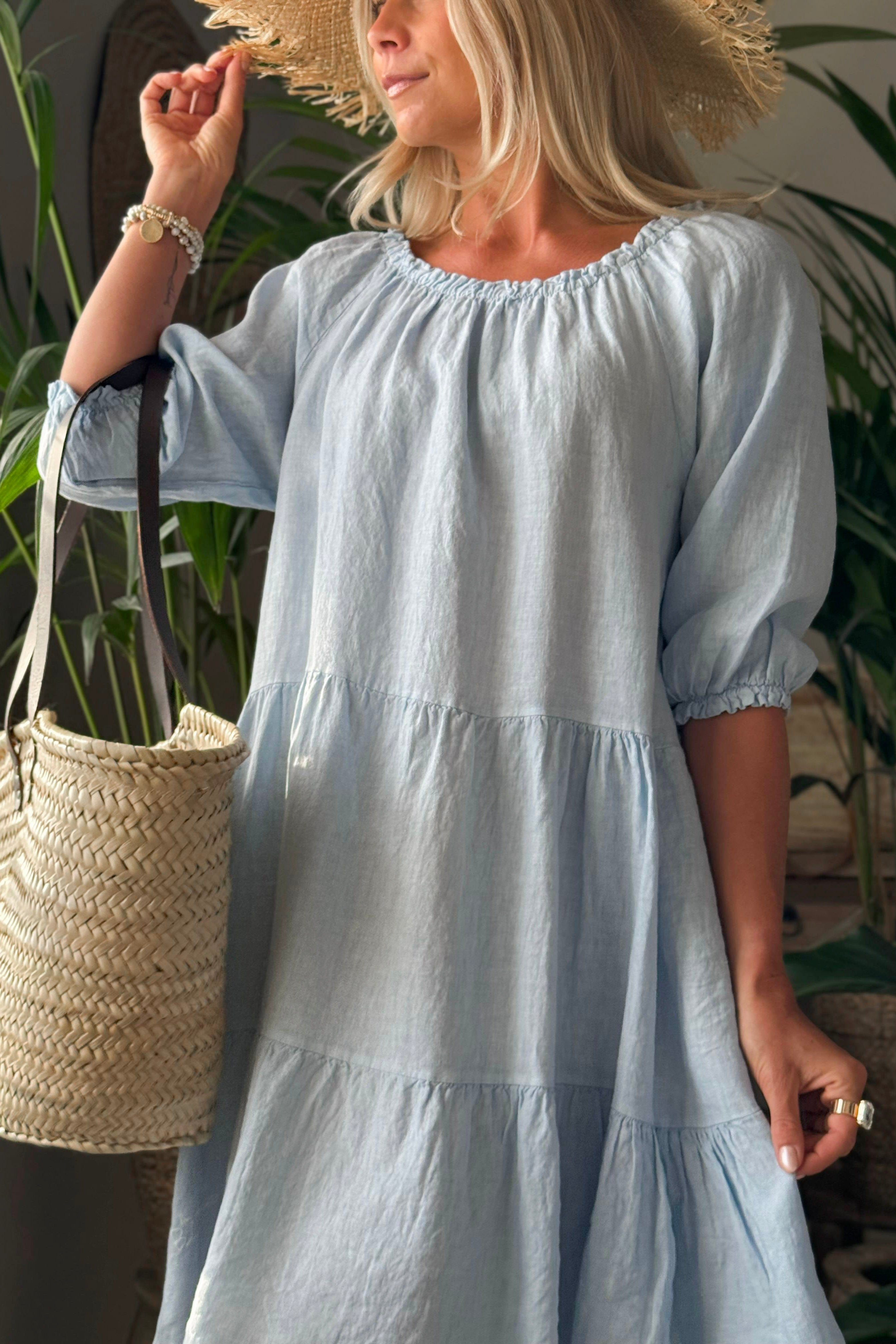 Effortless Convertible Neckline Tiered Relaxed Dress