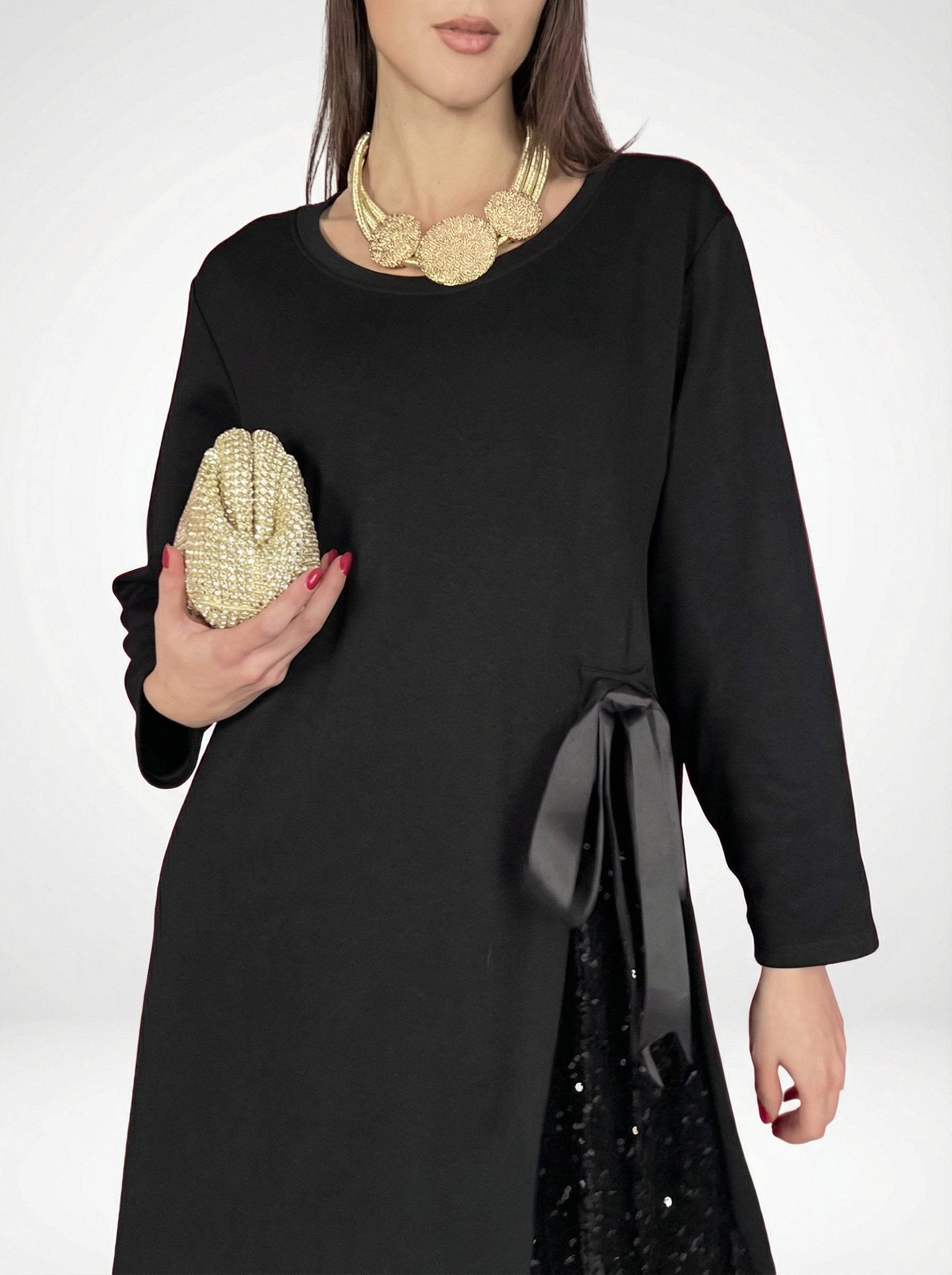Elegant Side Slit Sequin Long Sleeve Dress (Buy 2 Free Shipping)