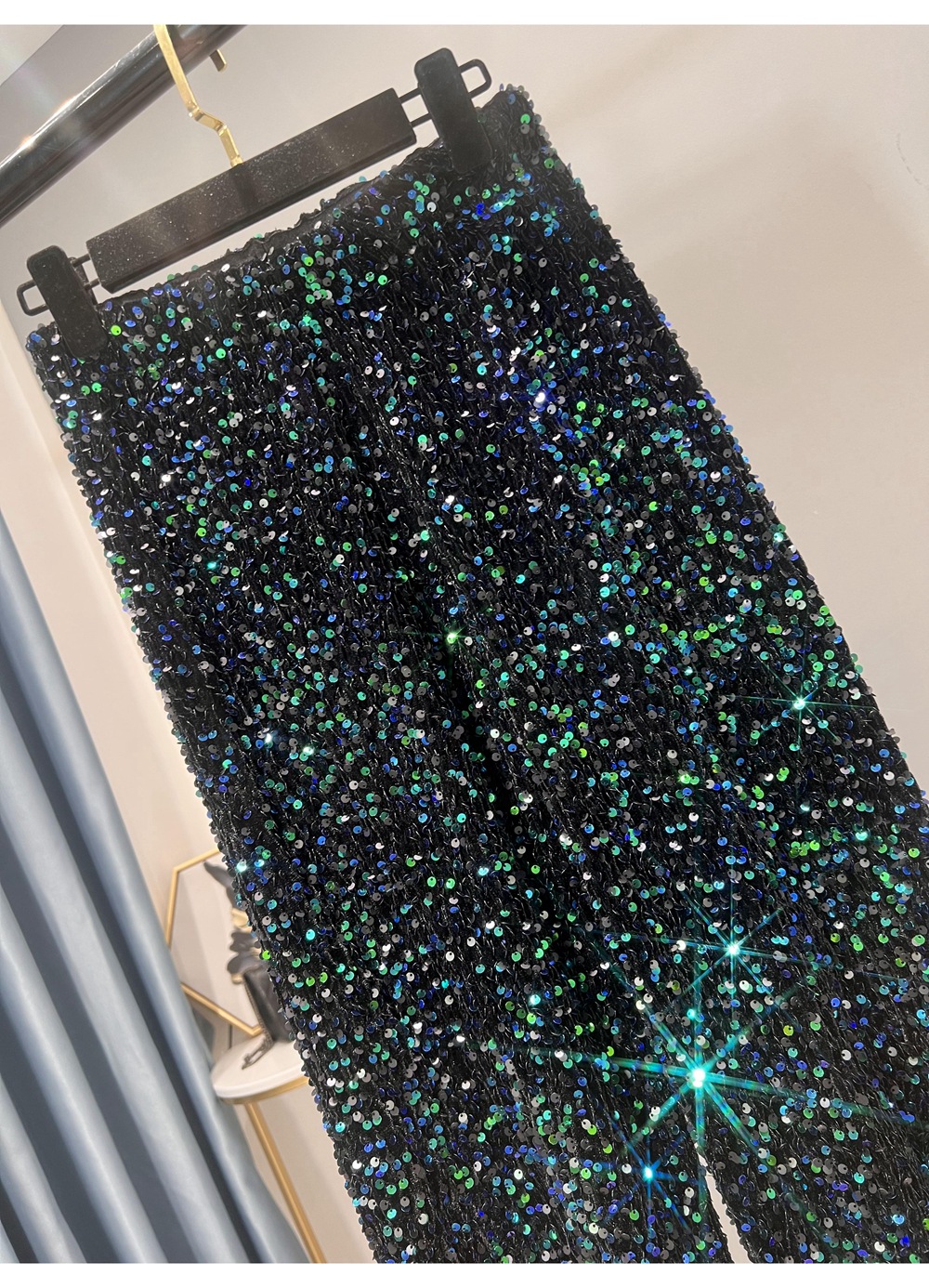 Sequin Velvet Elastic Waist Wide Leg Pants (Buy 2 Free Shipping)