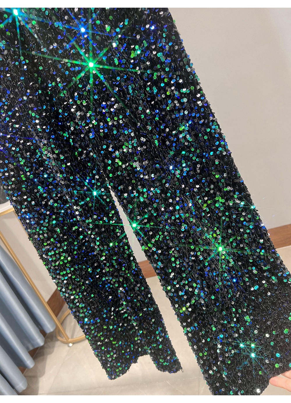 Sequin Velvet Elastic Waist Wide Leg Pants (Buy 2 Free Shipping)