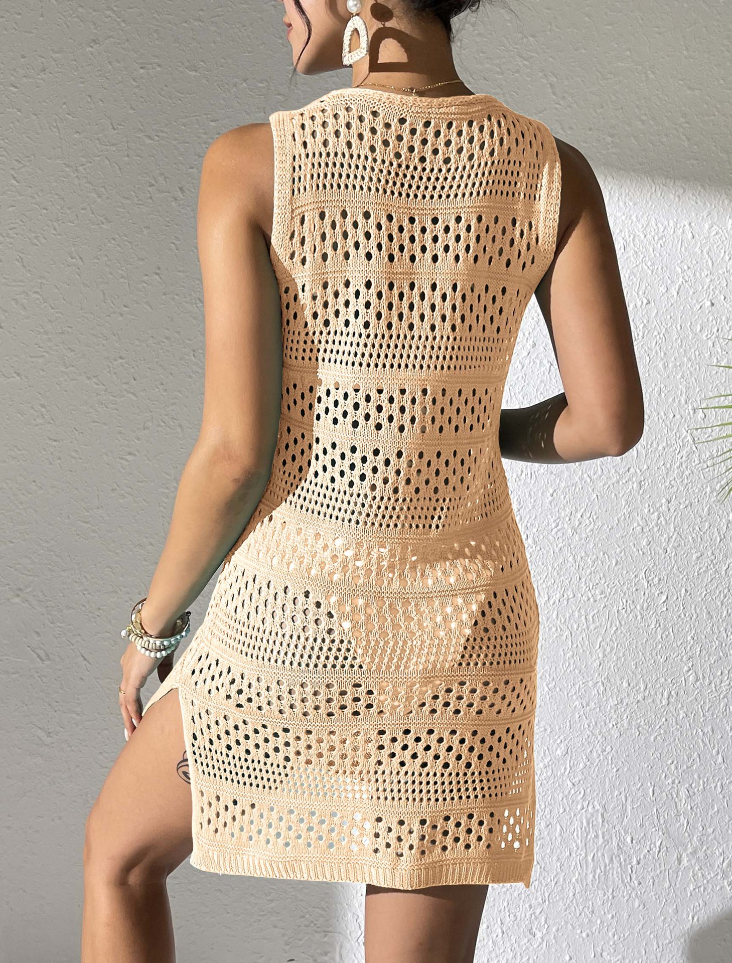 Cross-Border European And American Hollow Blouse Women'S Tank Top Dress Women'S Sweater Beach Blouse Dress Ready Stock Multi-Color 1005
