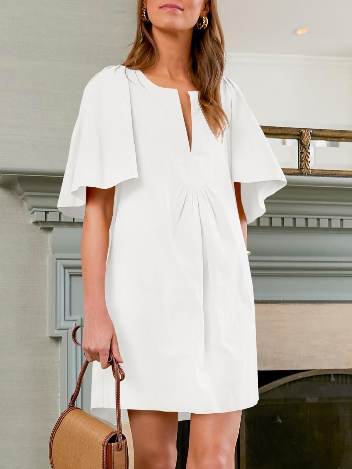 Last Day Promotion🔥Casual V Neck Flowy Mini Dress(Buy 2 Free Shipping)