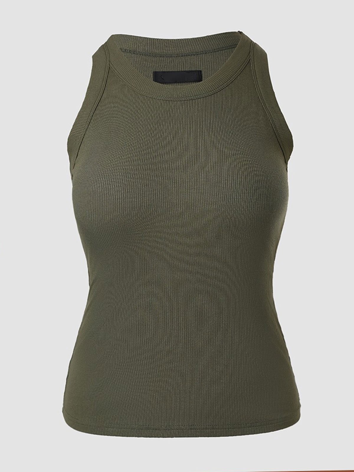 Last Day Promotion🔥Round Neck Built-in Bra Ribbed Tank Top(Buy 2 Free Shipping)