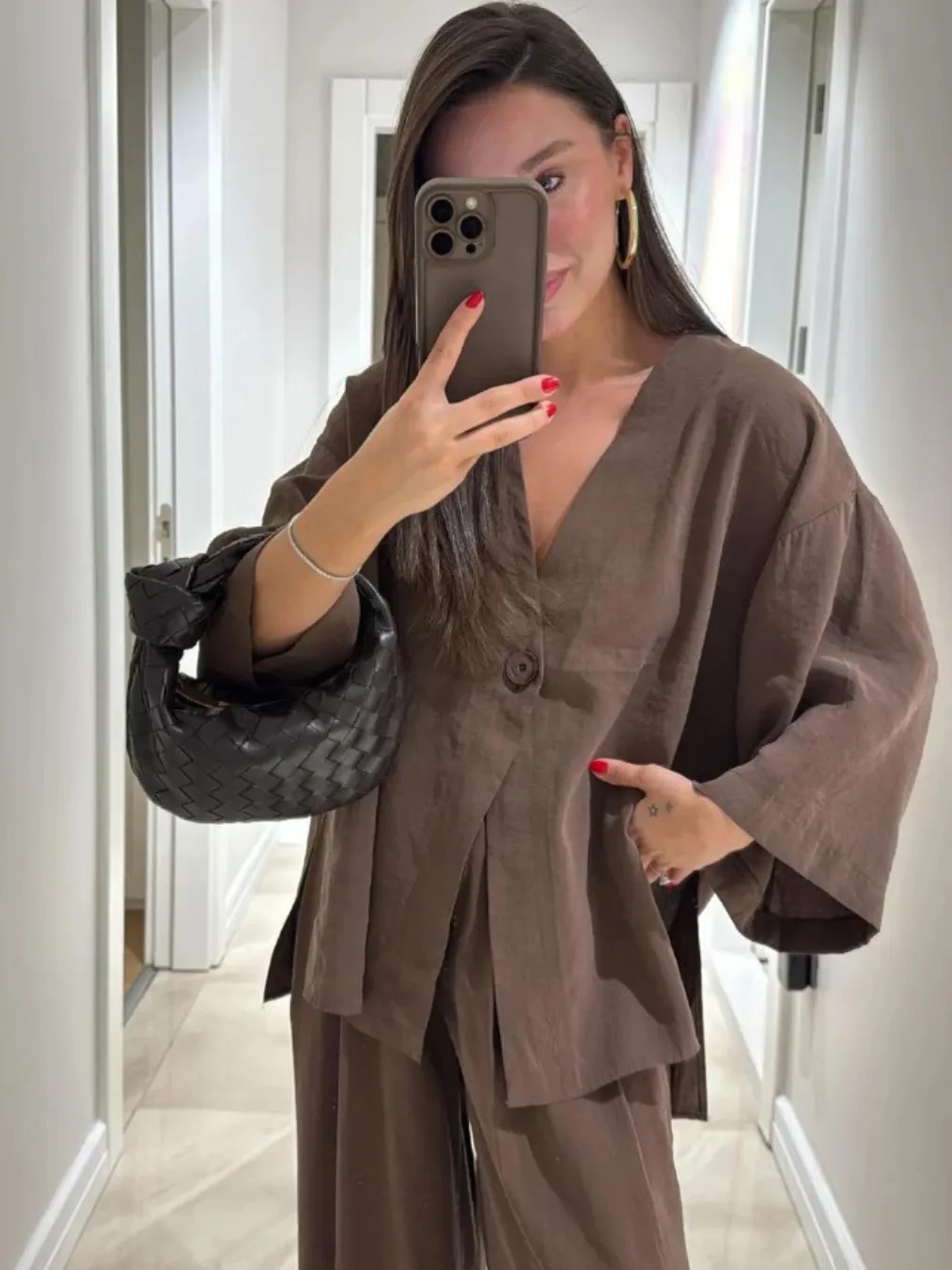 Relaxed Kimono Sleeve Top & Wide Leg Two Piece Set (Buy 2 Free Shipping)