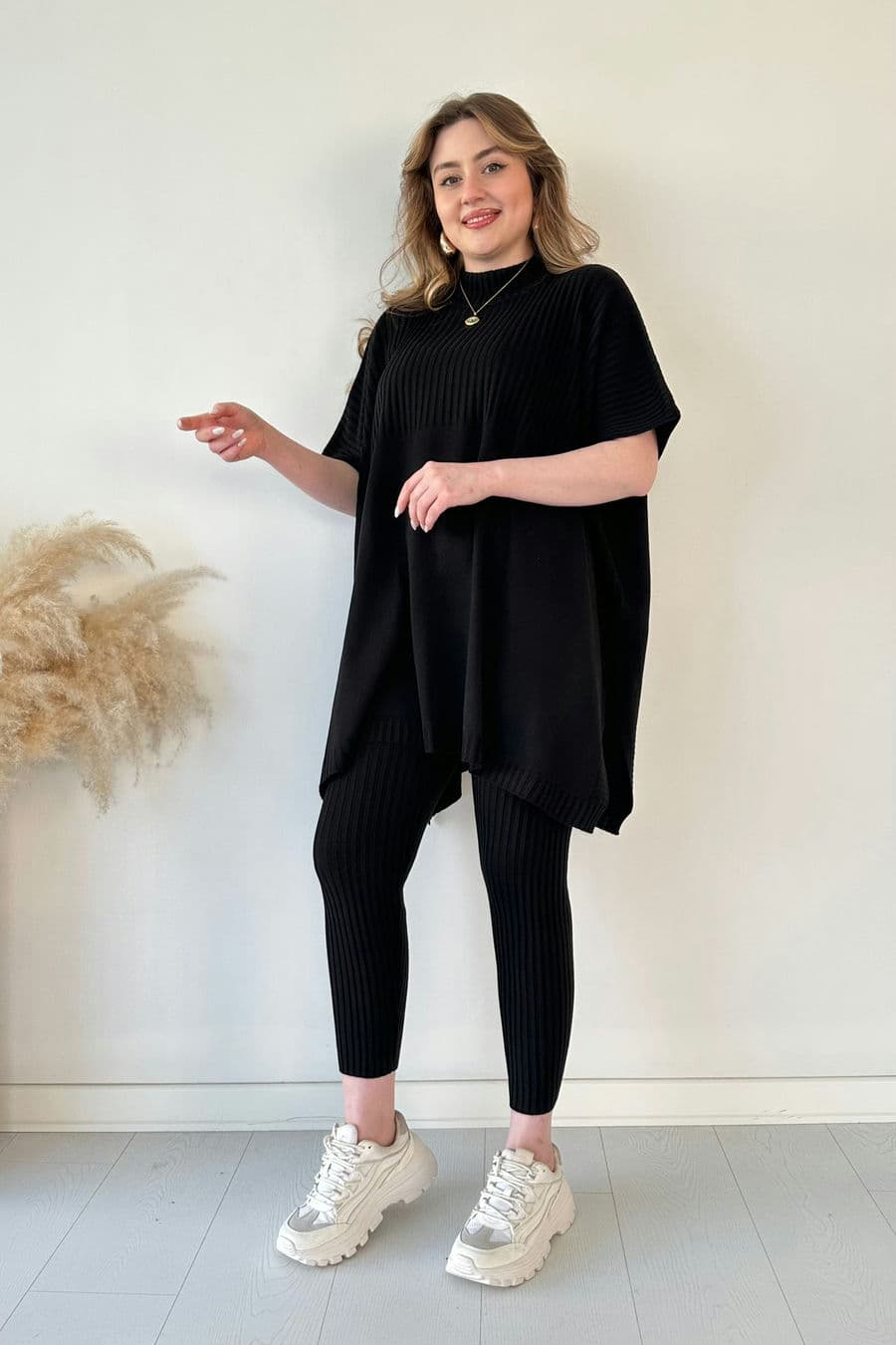 Cozy Ribbed Knit with Side Slits and Leggings Two Piece Set (Buy 2 Free Shipping)