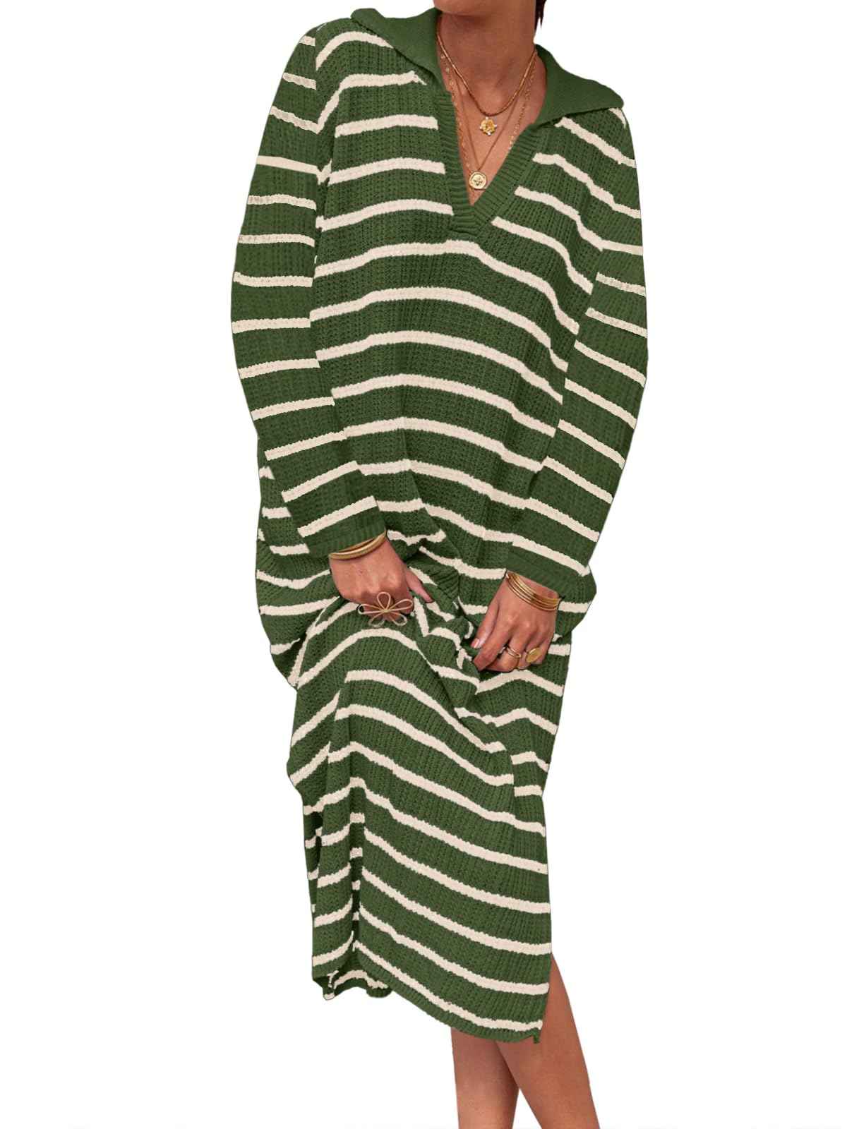 Striped Knit Sweater Dress(Buy 2 Free Shipping)