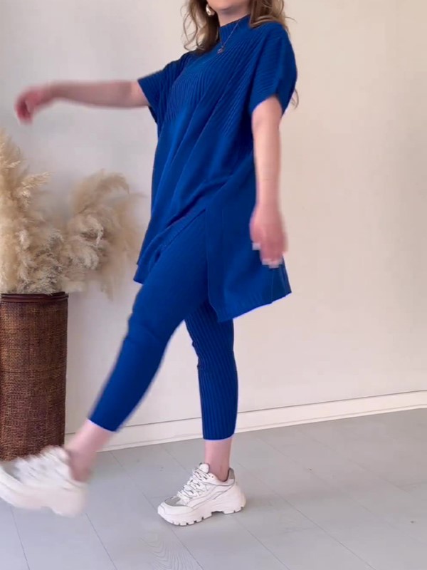 Cozy Ribbed Knit with Side Slits and Leggings Two Piece Set (Buy 2 Free Shipping)