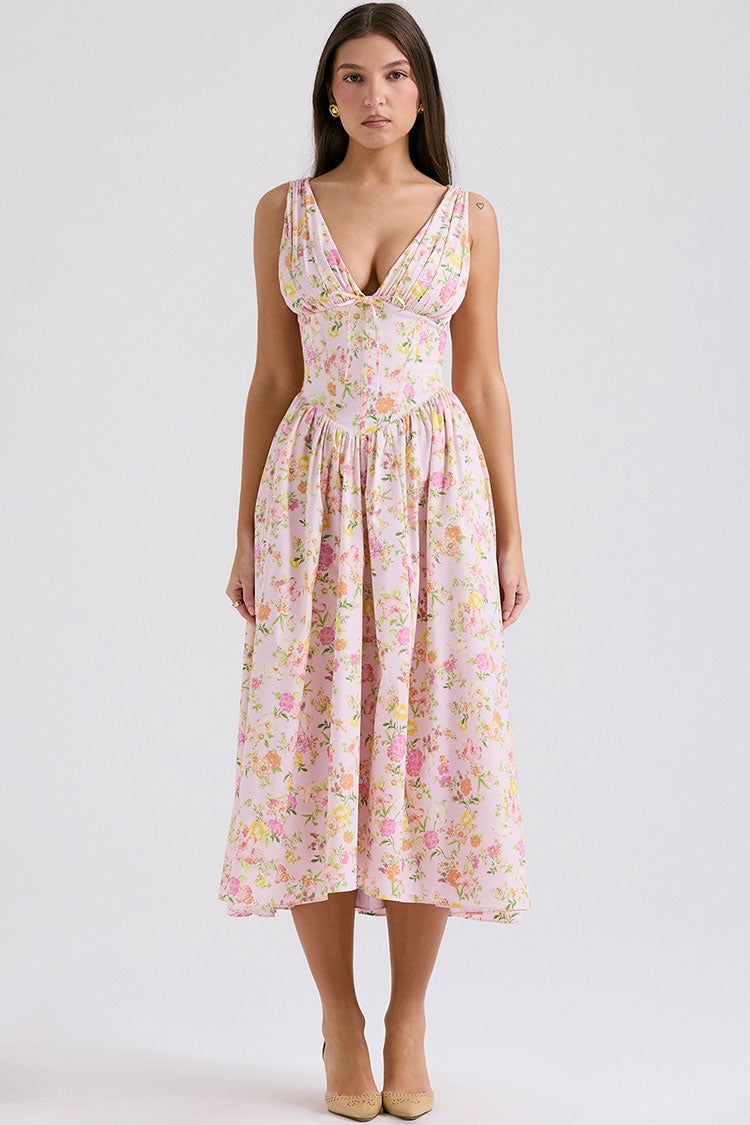 Last Day Promotion🔥Deep V Floral Midi Sundress(Buy 2 Free Shipping)