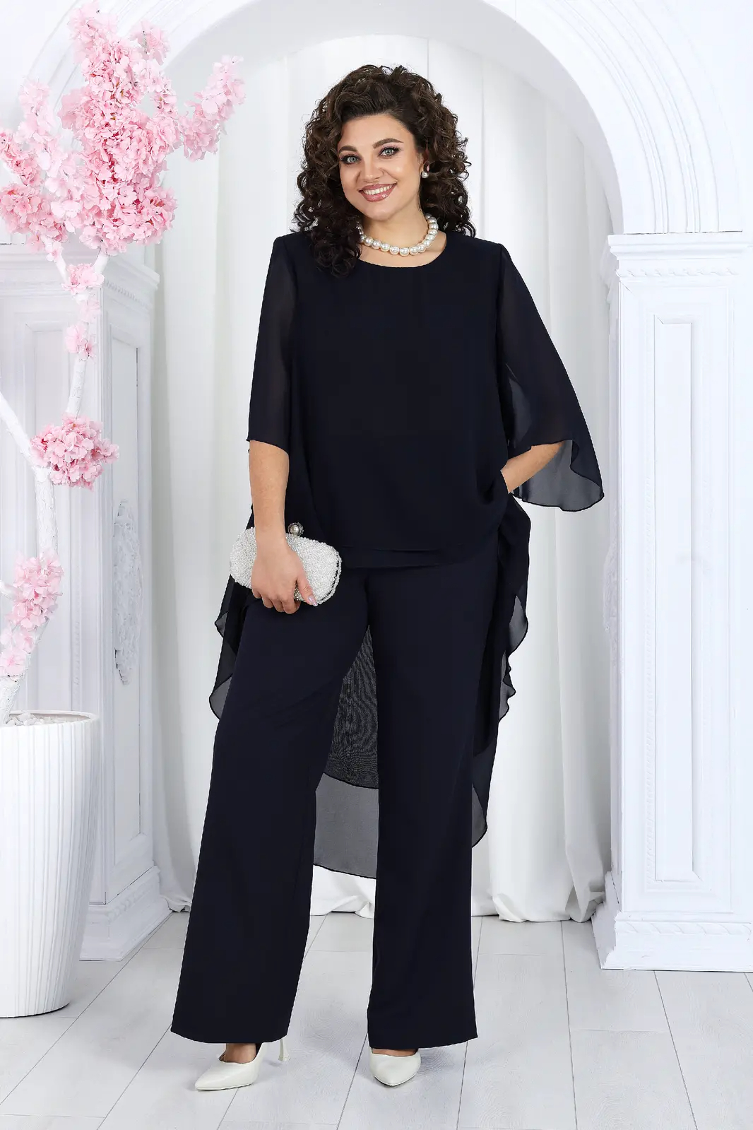 Elegant Layered Chiffon High-Low Top and Pants Set (Buy 2 Free Shipping)