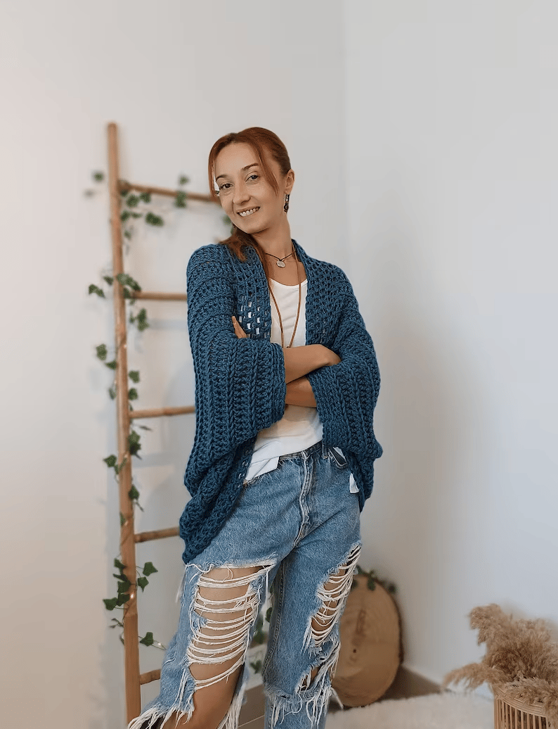Crochet Cocoon Shrug, Boho Cardigan For Women, Cozy Cocoon Cardi