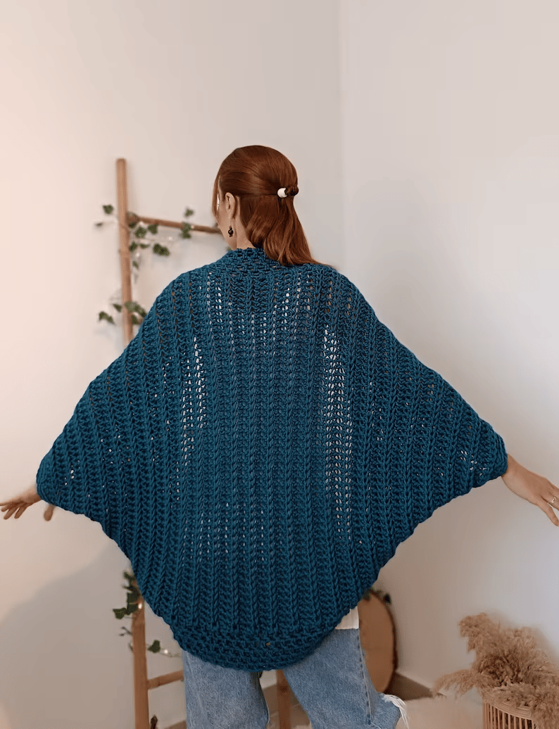 Crochet Cocoon Shrug, Boho Cardigan For Women, Cozy Cocoon Cardi