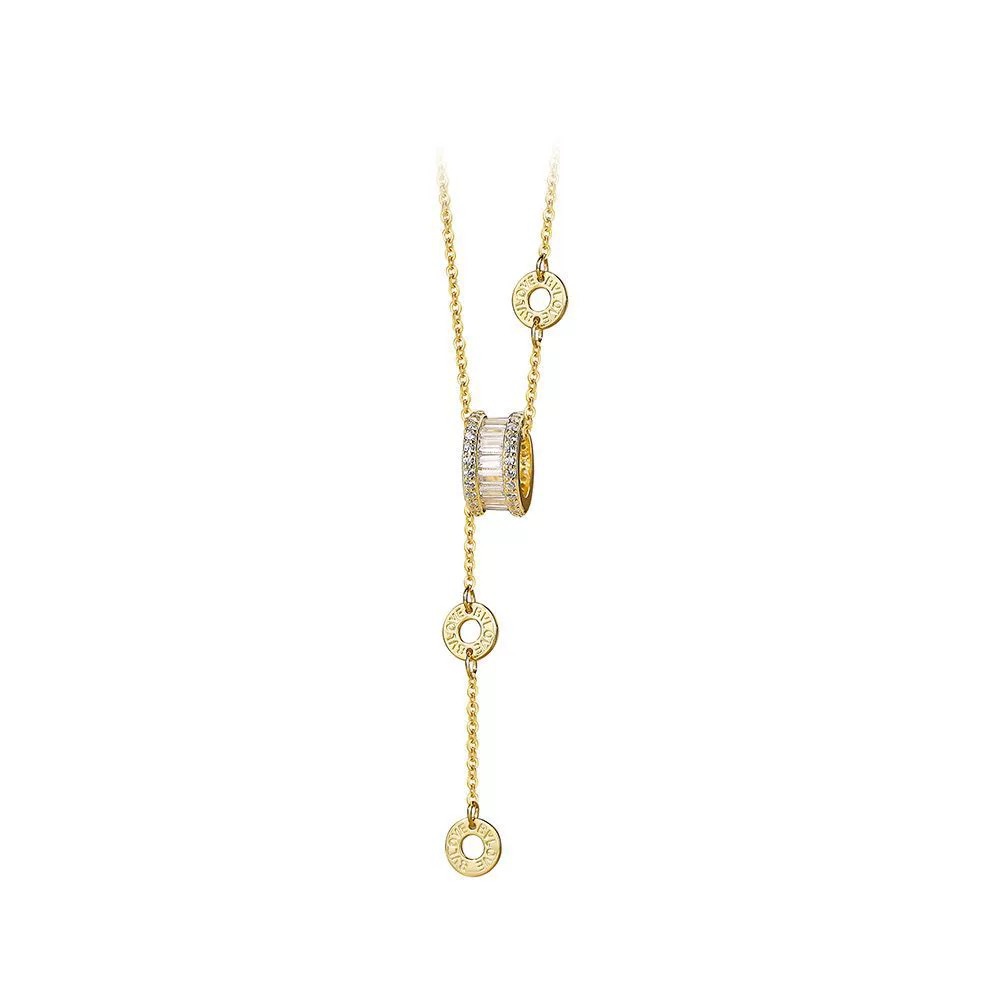 Gold Plated Zircon Charm Pendant Necklace