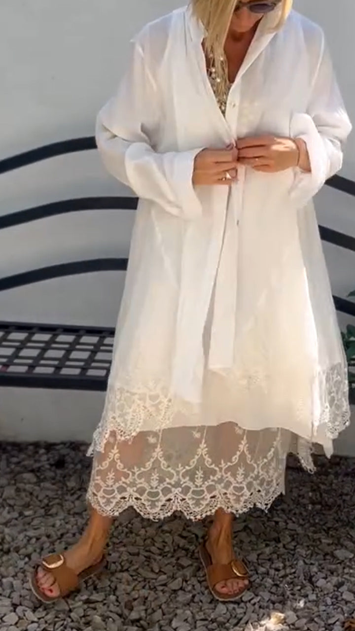 Elegant Printed Hollow Suspender Skirt & Cardigan Casual  Set (Buy 2 Free Shipping)