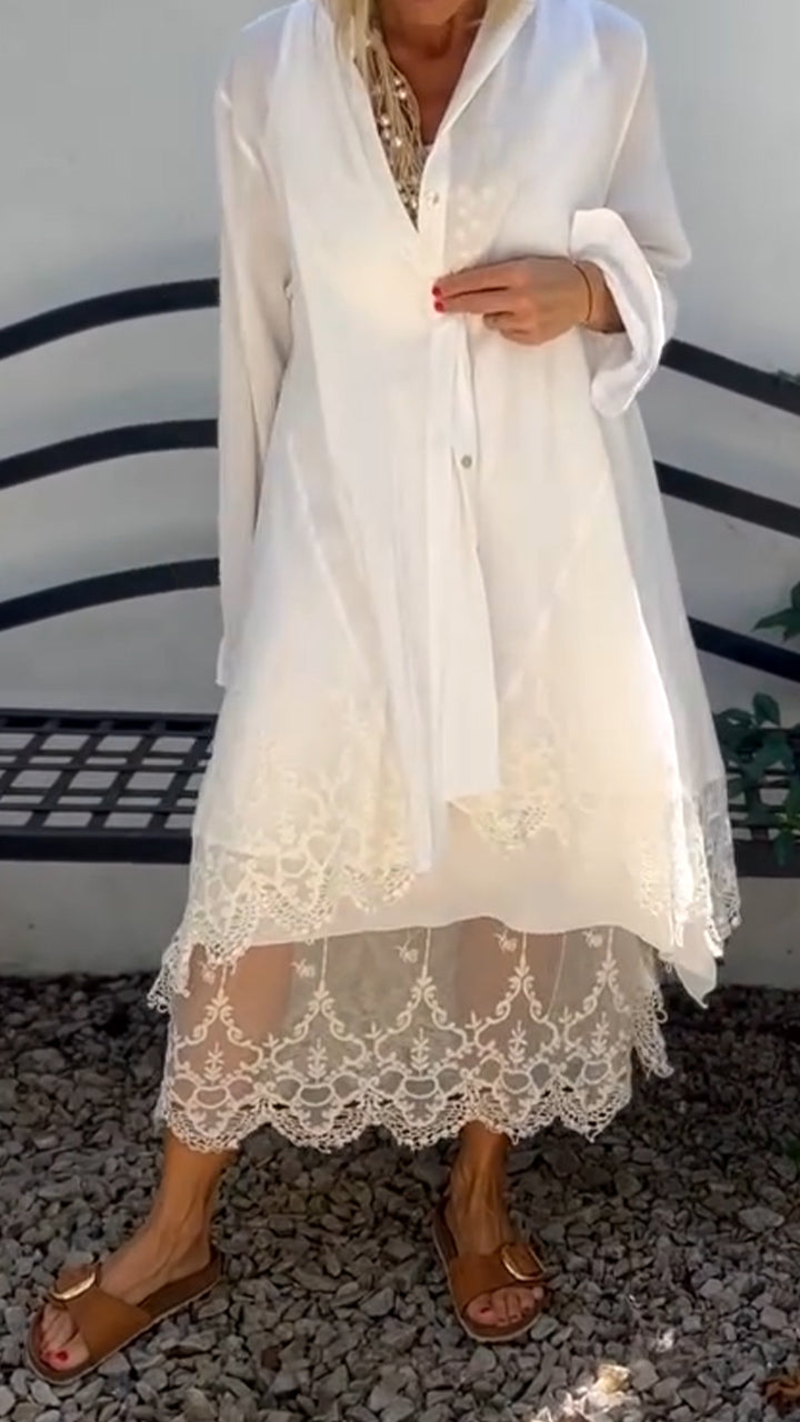Elegant Printed Hollow Suspender Skirt & Cardigan Casual  Set (Buy 2 Free Shipping)