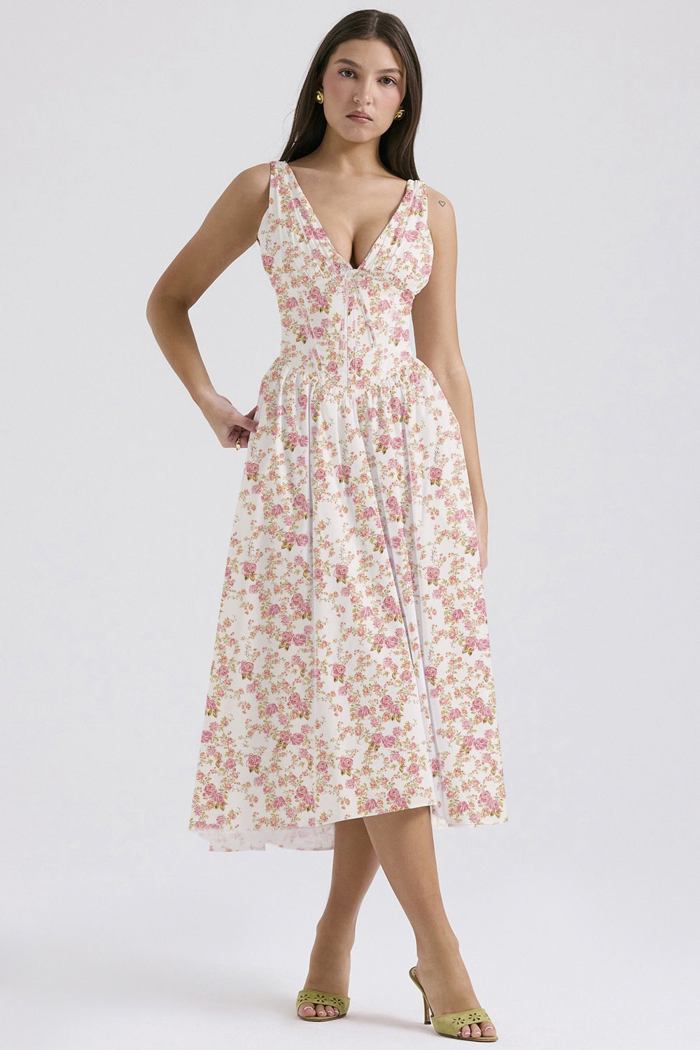 Last Day Promotion🔥Deep V Floral Midi Sundress(Buy 2 Free Shipping)