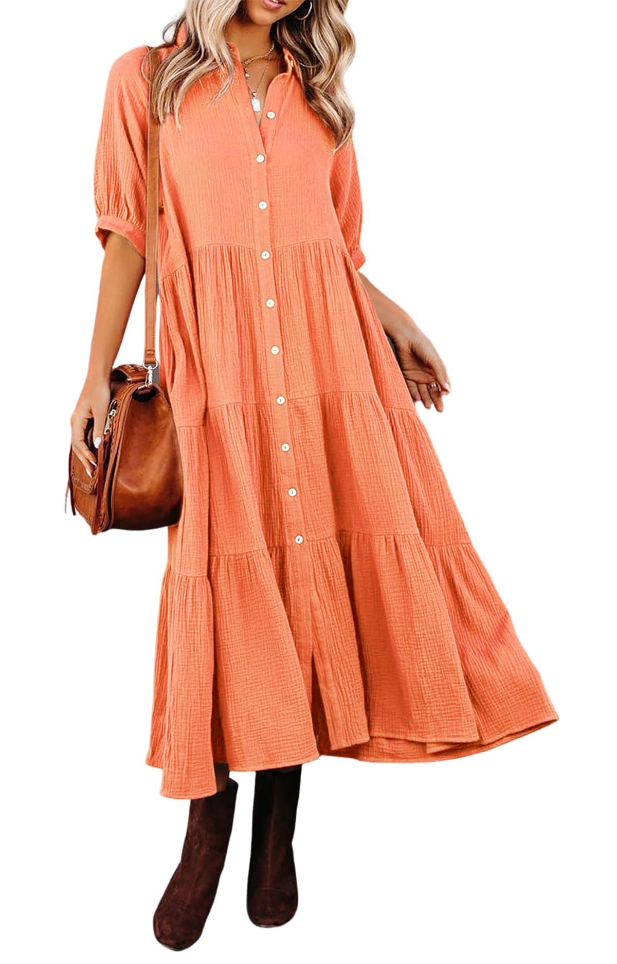 2024 Hot Sale❤️Half Sleeves Dress with Pockets(Buy 2 Free Shipping)