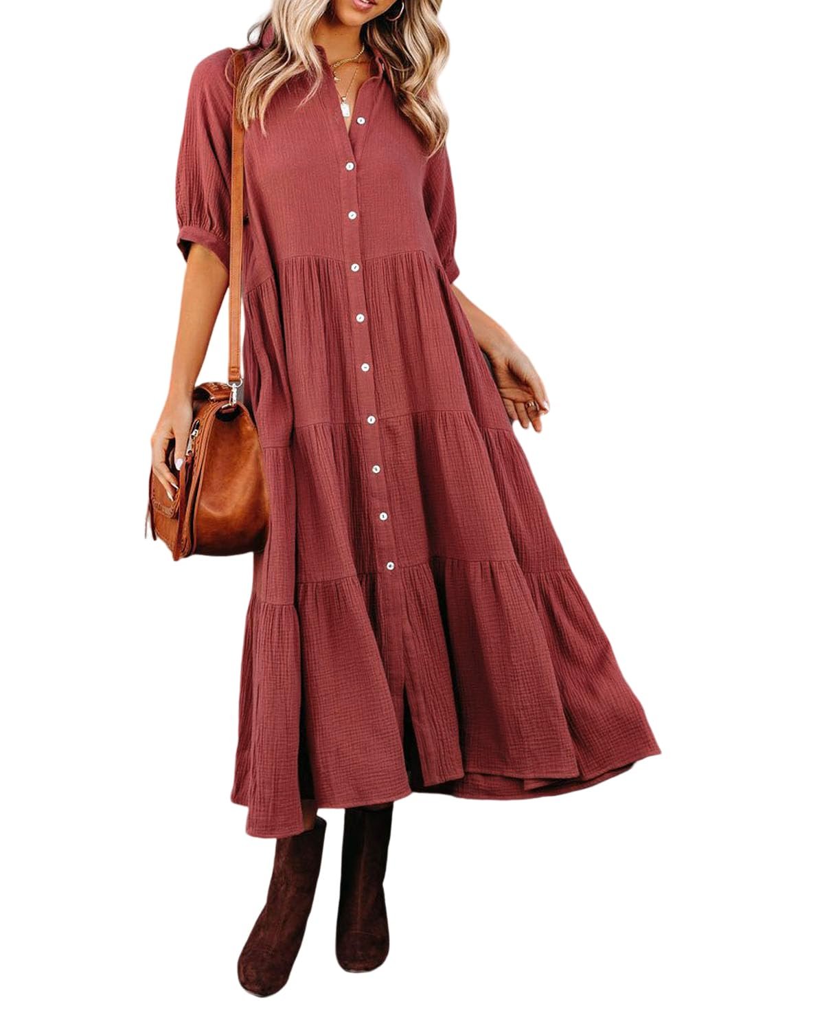 2024 Hot Sale❤️Half Sleeves Dress with Pockets(Buy 2 Free Shipping)