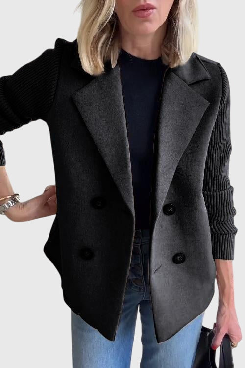 Casual Knit Sleeve Double-Breasted Blazer Jacket (Buy 2 Free Shipping)