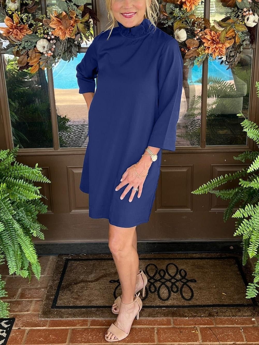 Last Day 70% OFF🔥Tied Back Bow Round Ruffled Neckline Dress with Pockets (Buy 2 Free Shipping)