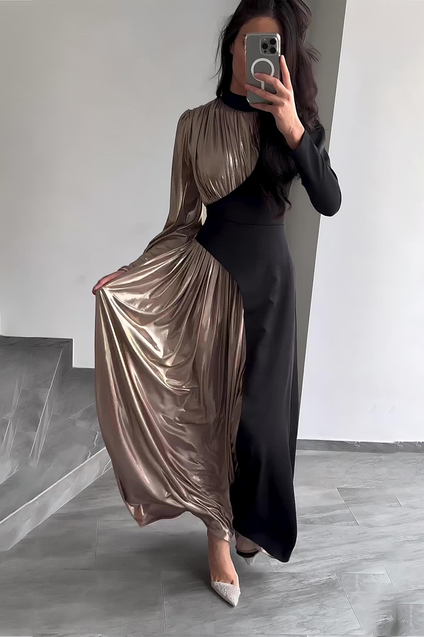 Long Sleeve Slim Belt Fashion Dress