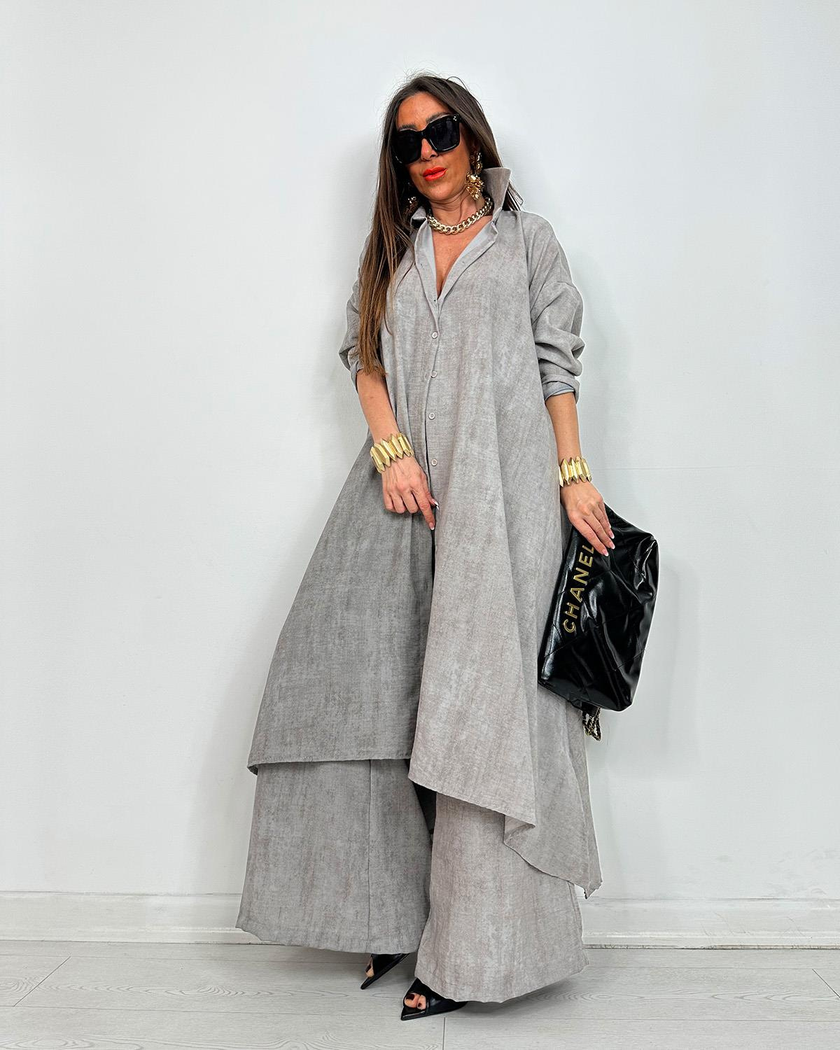 Lightweight Flowing Shirt & Wide-Leg Pants Two-Piece Set