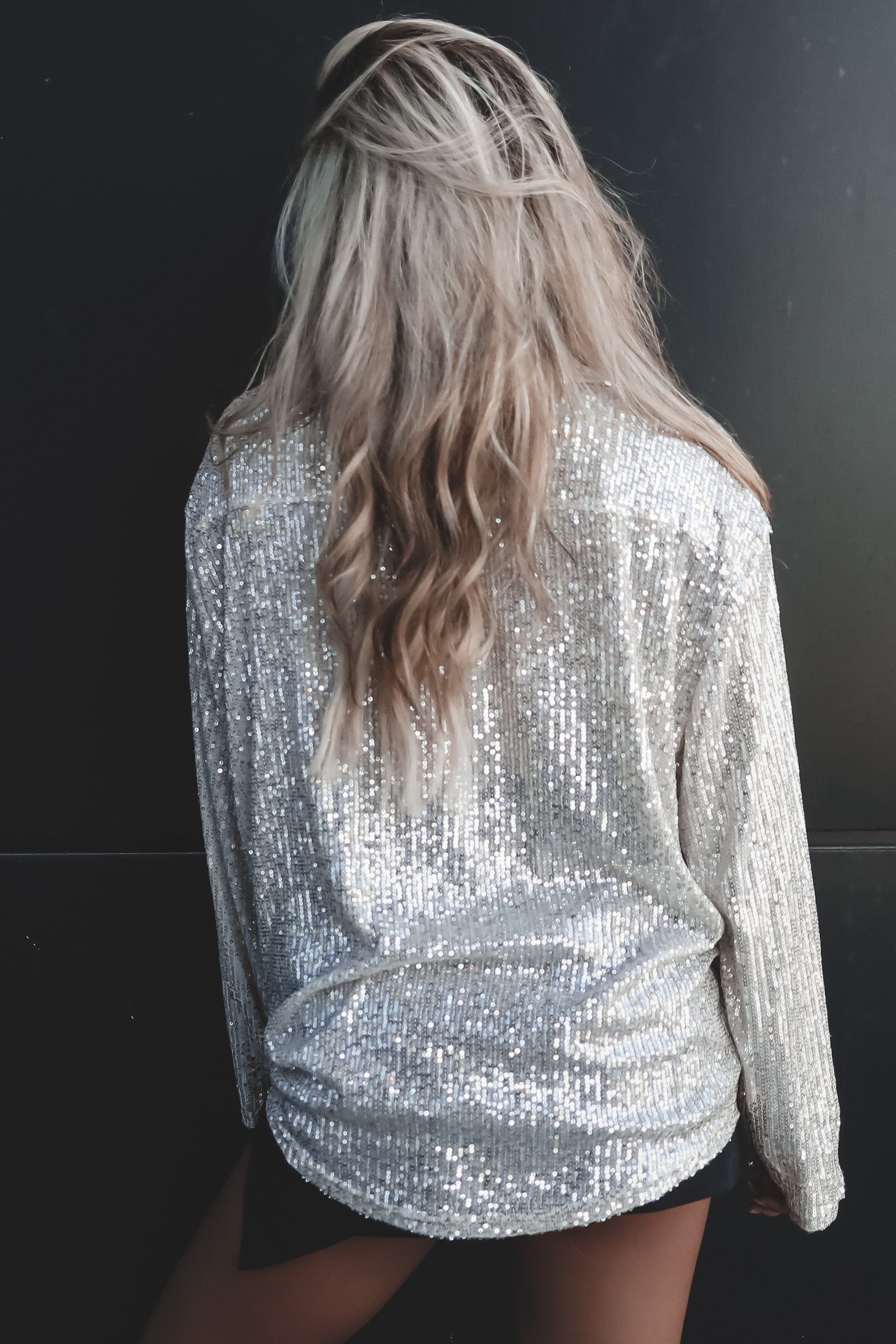 Sequin Shirt  Oversized Turndown Collar Fashion Shirt (Buy 2 Free Shipping)
