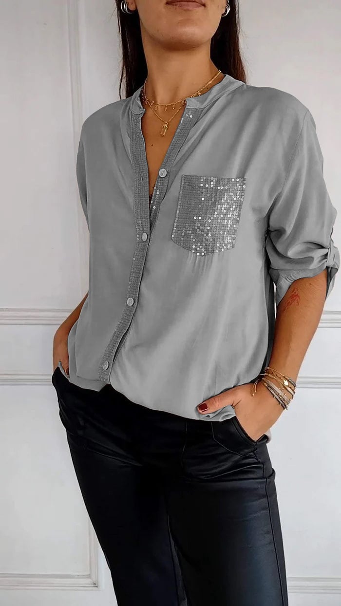 2024 HOT SALE🔥V-neck Sequin Casual Top(Buy 2 Free Shipping)