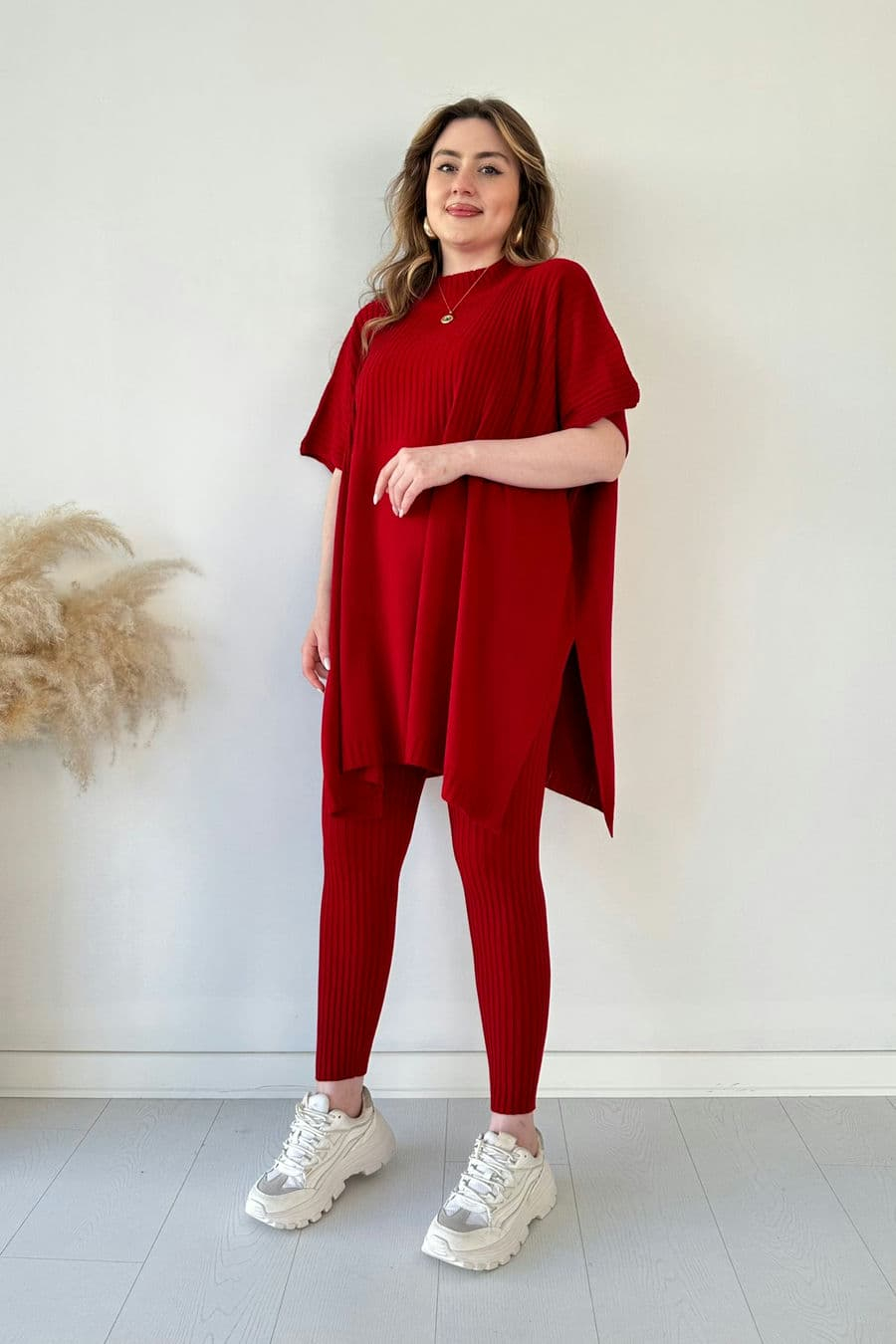 Cozy Ribbed Knit with Side Slits and Leggings Two Piece Set (Buy 2 Free Shipping)