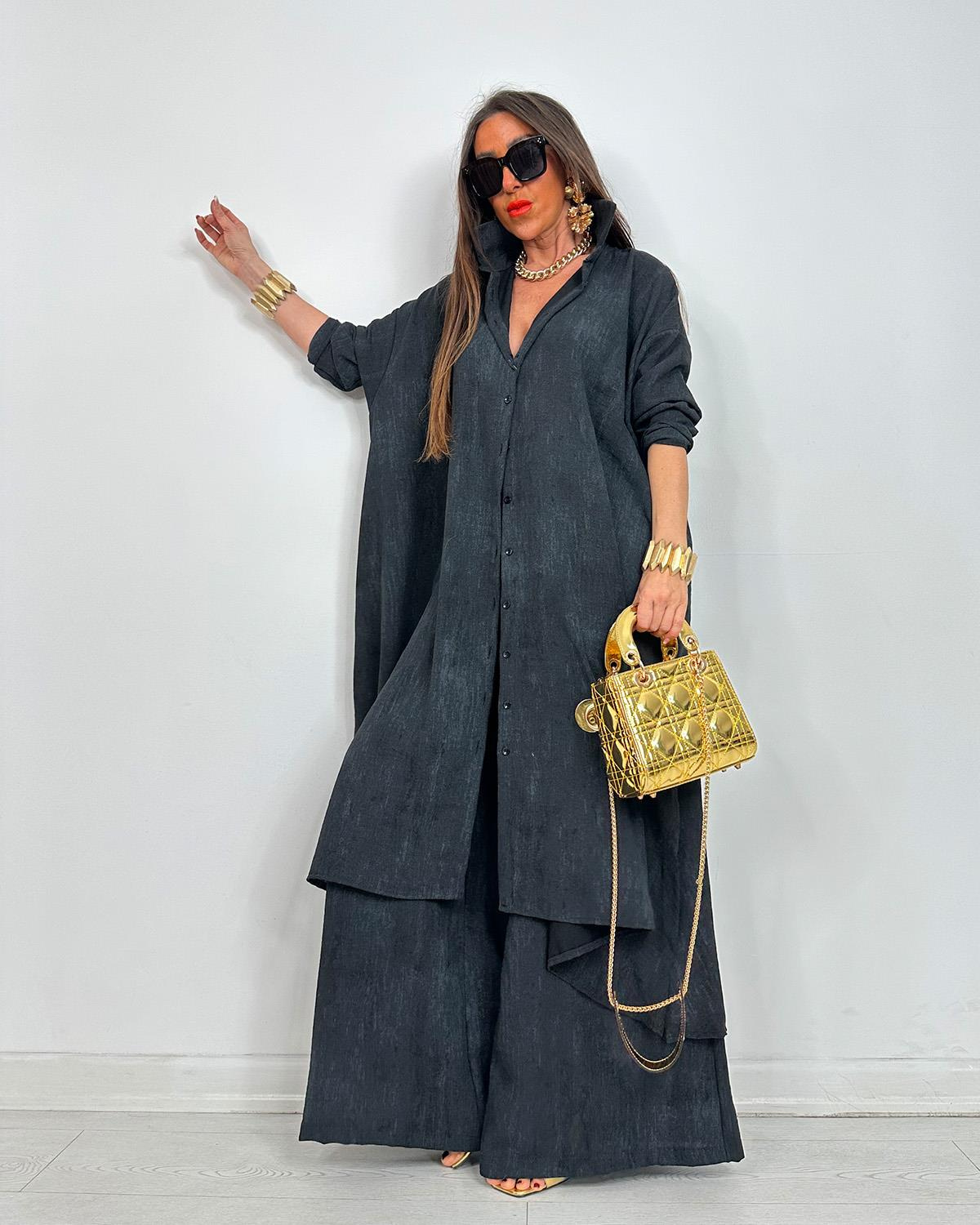 Lightweight Flowing Shirt & Wide-Leg Pants Two-Piece Set