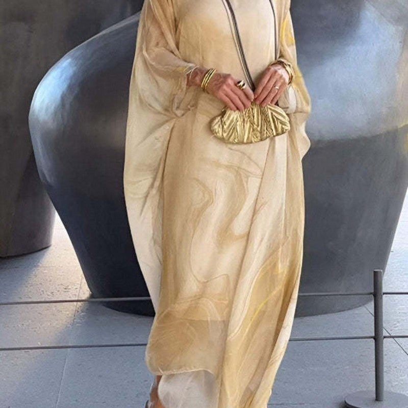 Last Day 49% OFF🔥Elegant Chiffon Marbleized Print Dress(BUY 2 FREE SHIPPING)