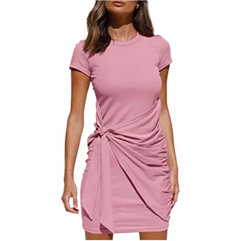 Last Day Promption🔥Casual Short Sleeve Ruched Tank T Shirt Dress❤️Buy 2 Free Shipping