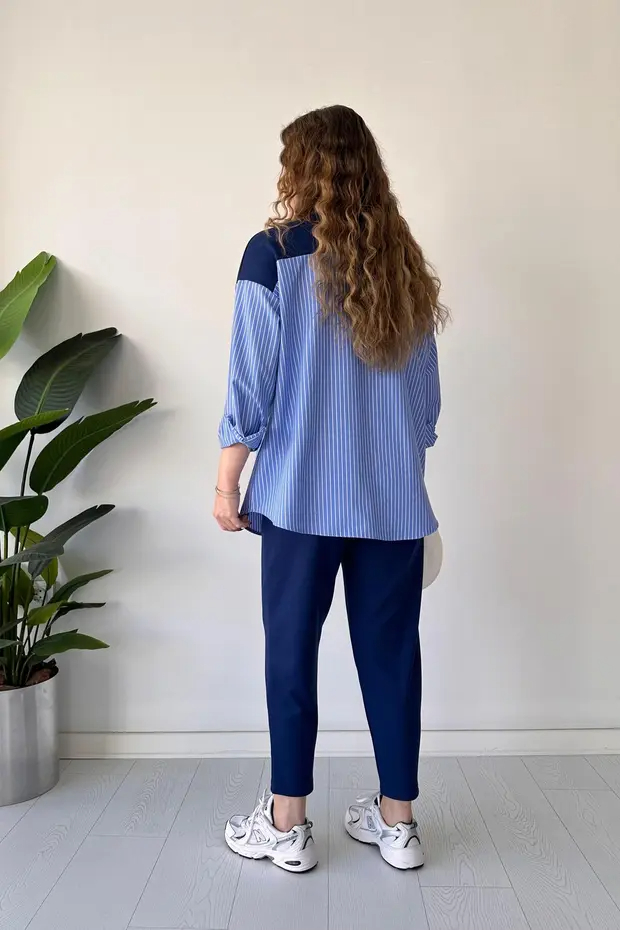 Casual Colorblock Patch Pullover and Tapered Pants Two Piece Set (Buy 2 Free Shipping)