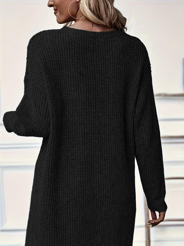 Elegant Wrap Front Hem Knit Tunic Sweater Dress (Buy 2 Free Shipping)