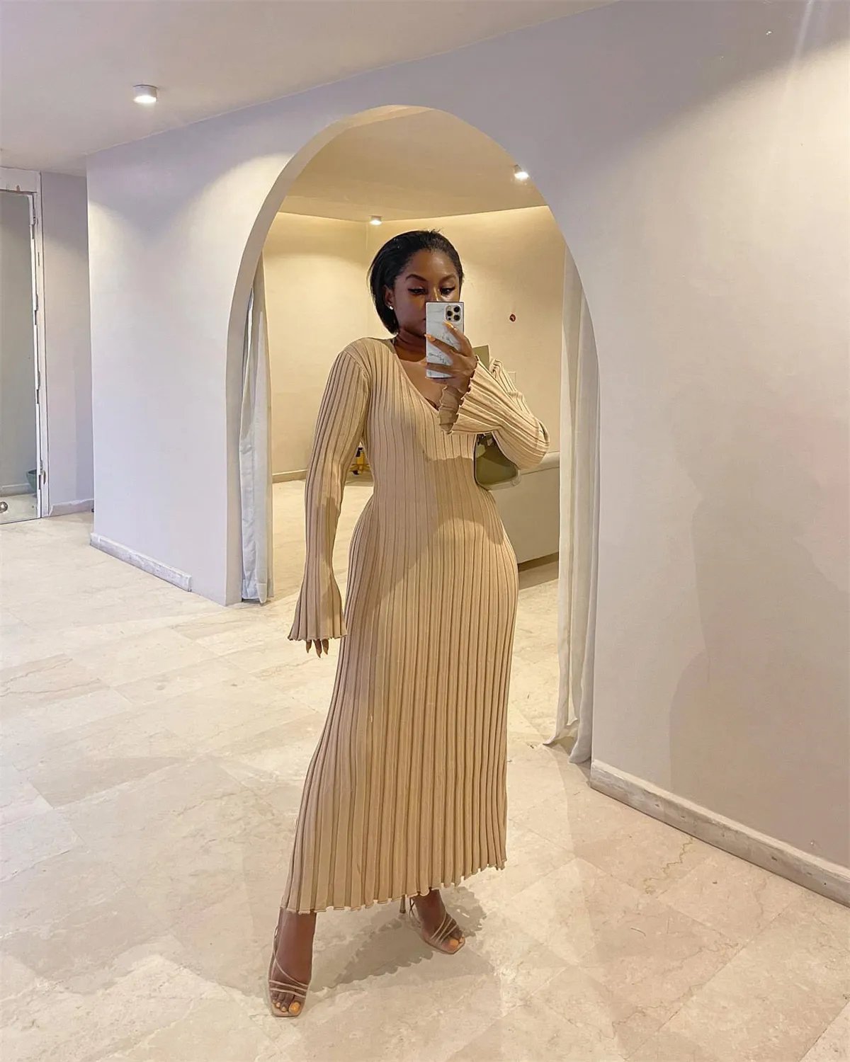 2024 Fall New Sleeved Knit Dress(Buy 2 Free Shipping)