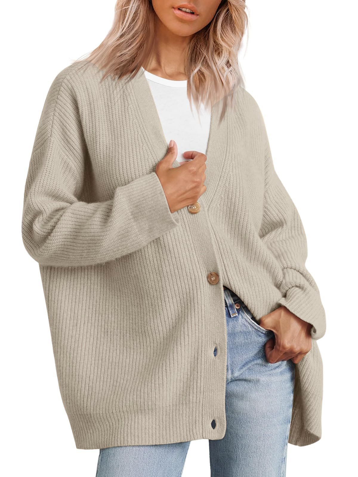 V Neck Knit Cardigan (Buy 2 Free Shipping)